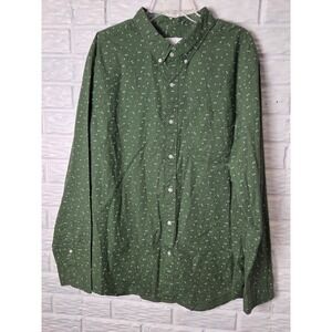 American Eagle Men's size XXL long sleeve button up shirt Green geometric cotton